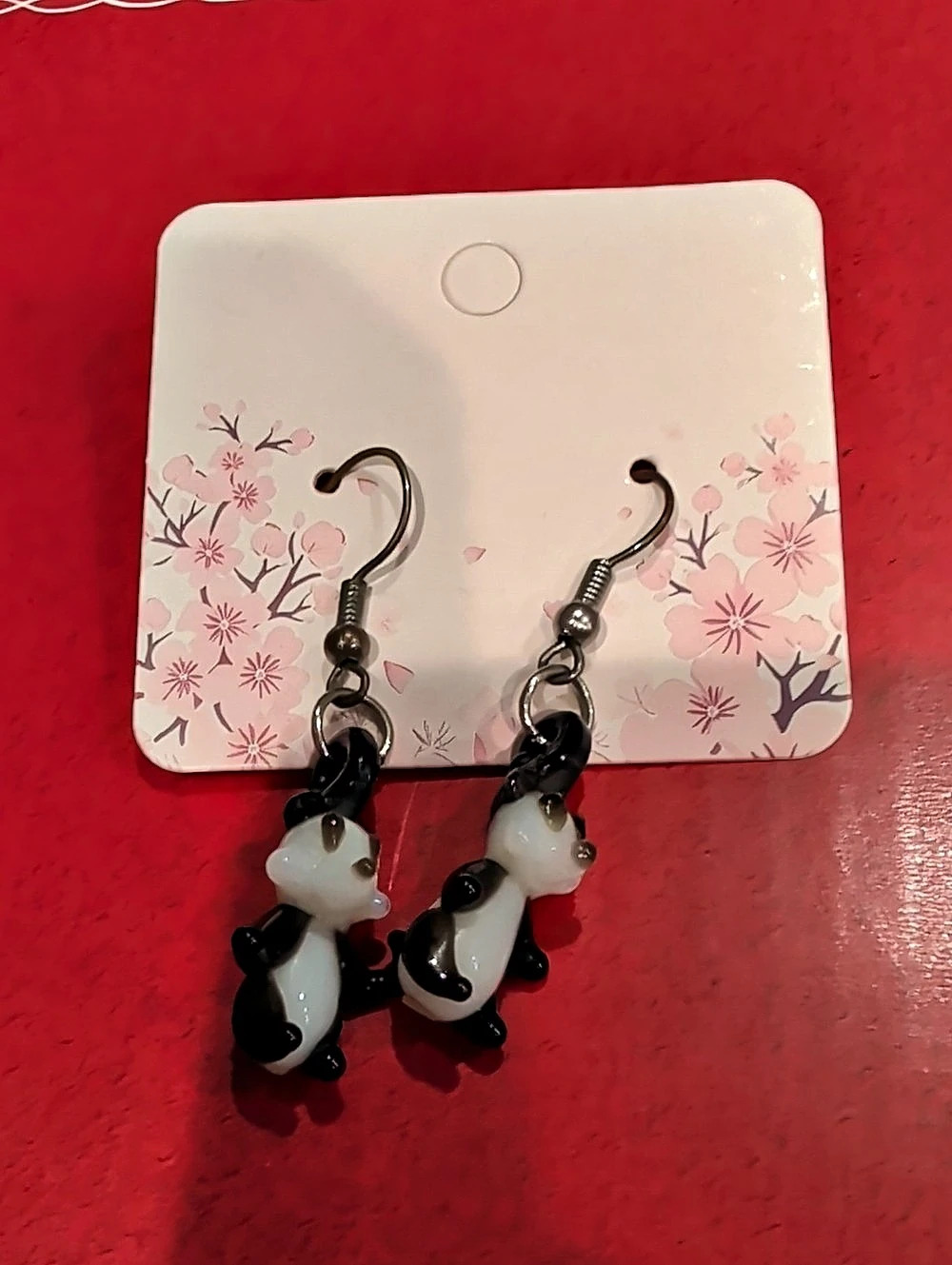 Panda Dangle Earrings in Black & White